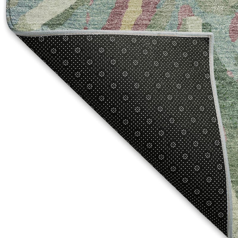 Machine Washable Indoor/ Outdoor Abstract Floral Chantille Rug