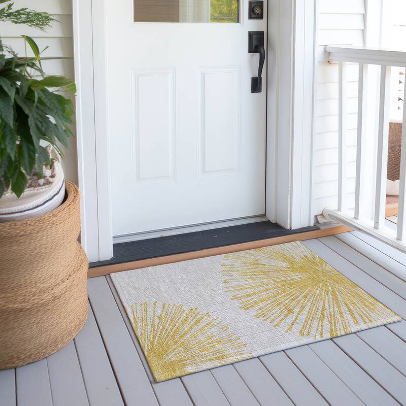 Machine Washable Indoor/ Outdoor Chantille Contemporary Burst Rug