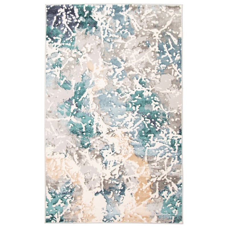 ECARPETGALLERY Machine Woven Aura Teal Area Rug - Teal - 8' x 10' - Rectangle