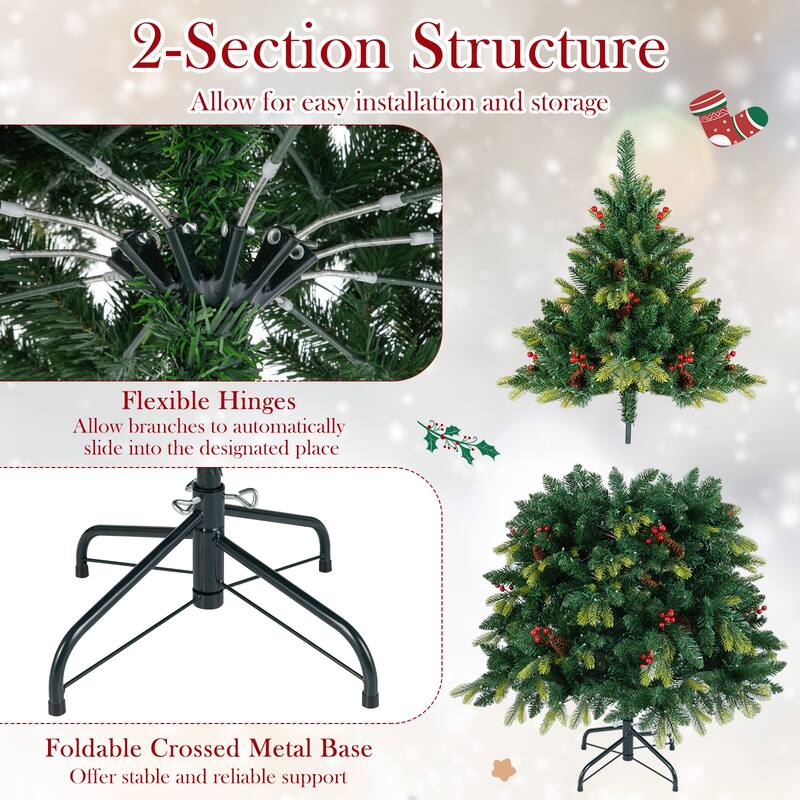 Gymax Smart Pre-Lit Artificial Christmas Tree w/ Remote Control