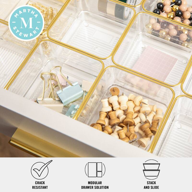 Flash Furniture BE-PB9052-G-12-MS Kerry 2" Tall Office Organizer Set - Clear / Gold