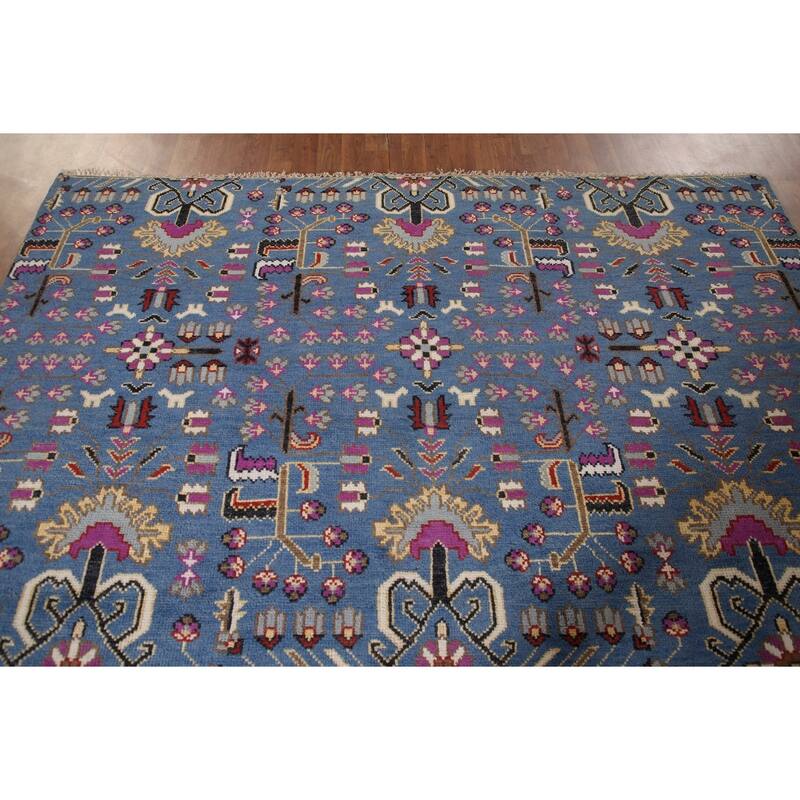 All-Over Blue Ziegler Oriental Area Rug Handmade Wool Carpet - 7'10" x 10'1"