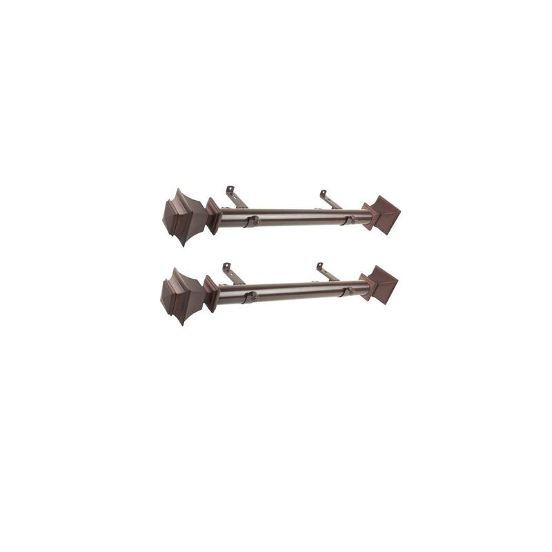 Adjustable Steel Curtain Rods Set of 2 - Extendable Rods with Decorative Finials - 12-20 Inch Window Treatment - M
