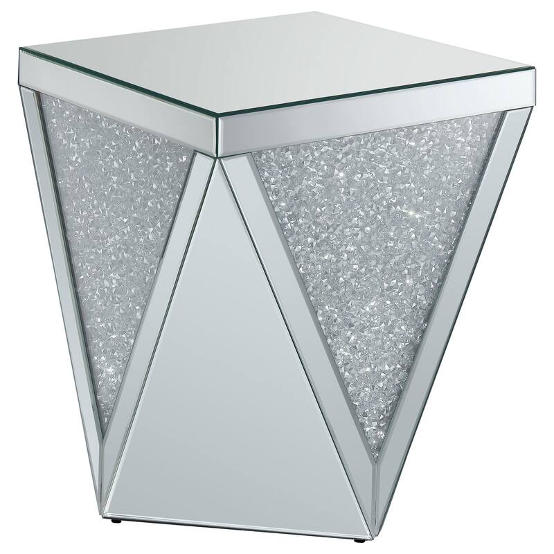 Rustic Ranch End Table - Silver & Mirror Accent, Modern Living Room Table, 18.75" x 18.75" x 23.25" - 23.25