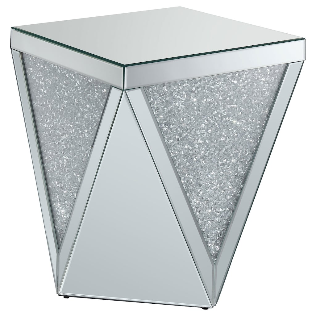 Rustic Ranch End Table - Silver & Mirror Accent, Modern Living Room Table, 18.75" x 18.75" x 23.25" - 23.25