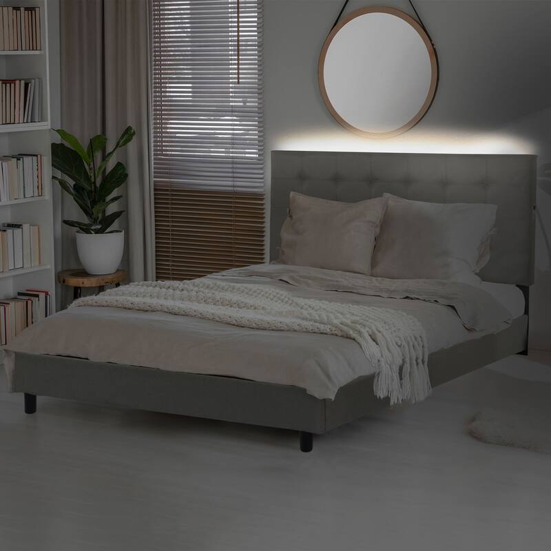 Madison Upholstered LED-lit Platform Bed Frame