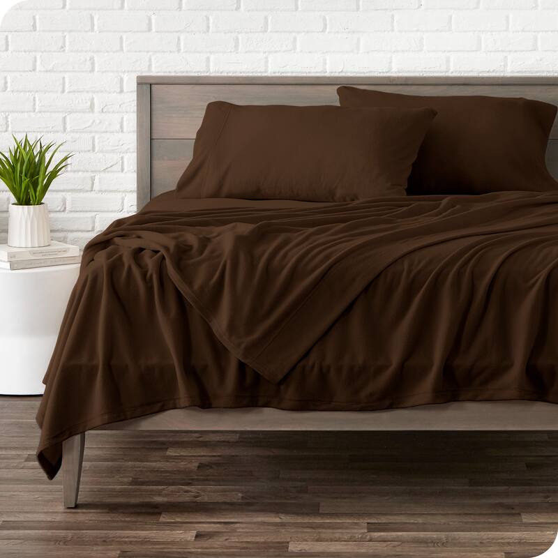 Bare Home Polar Fleece Deep Pocket Sheet Set - Cocoa - Queen