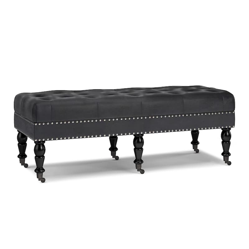 WYNDENHALL Donovan 49 inch Wide Traditional Rectangle Ottoman Bench Faux Leather