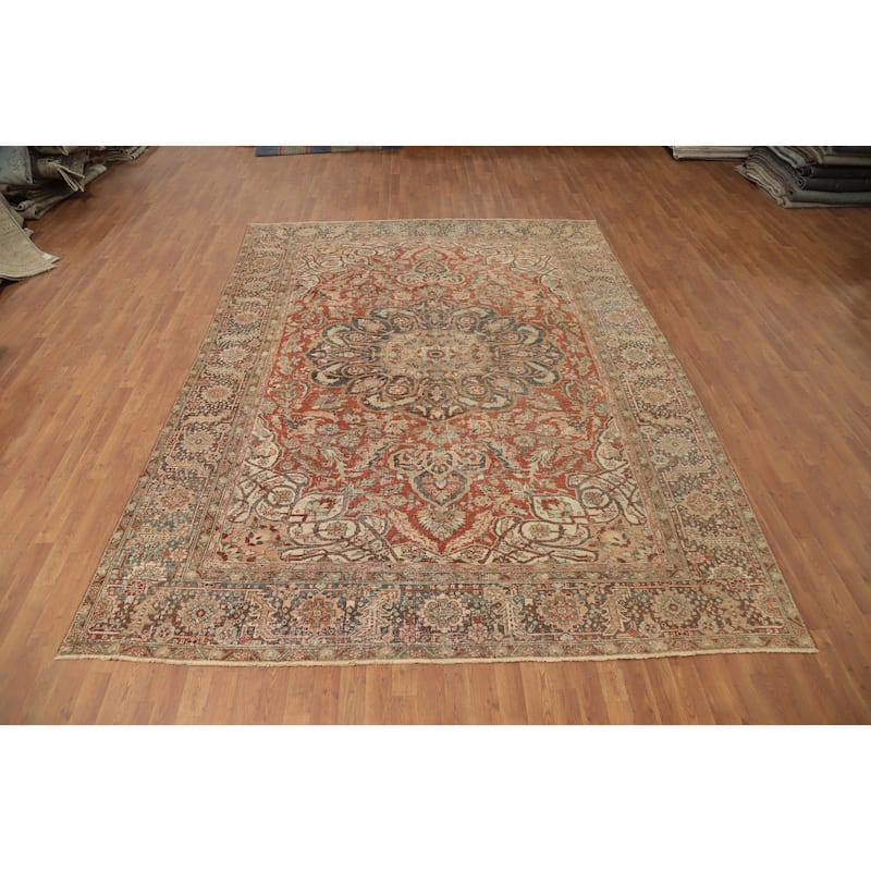 Hand Knotted Oriental 100% Wool Carpet Traditional Floral Oranges & Rust Bakhtiari Area Rug - 11' 6'' X 8' 6''