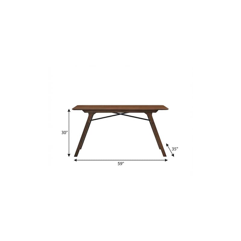 HomeRoots 59" Walnut Wood Dining Table - 59.00 in. x 30.00 in. x 35.00 in.