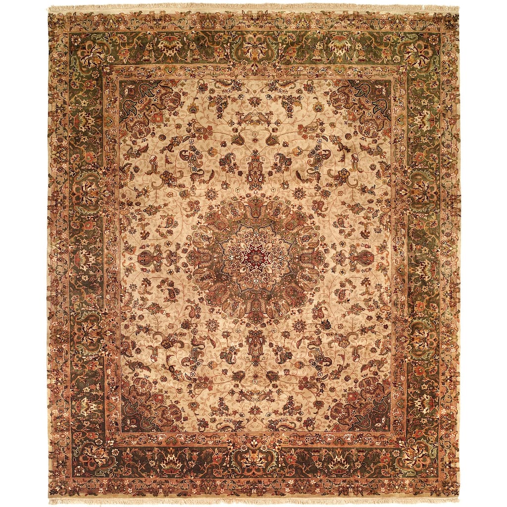 Traditional Hand-Knotted Wool & Silk Area Rug - 14' x 20'