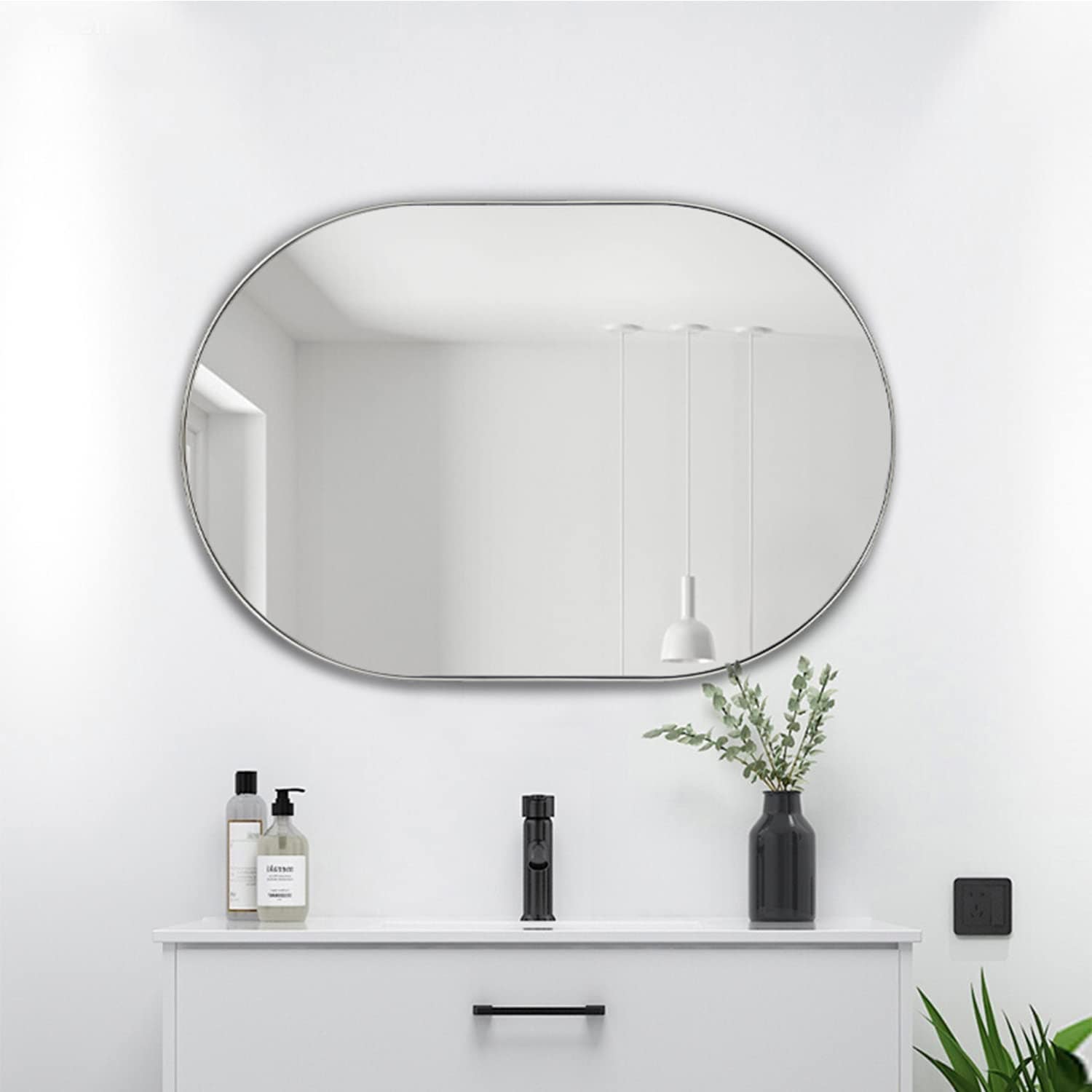 TEHOME Oba Oval Metal Wall Mirror