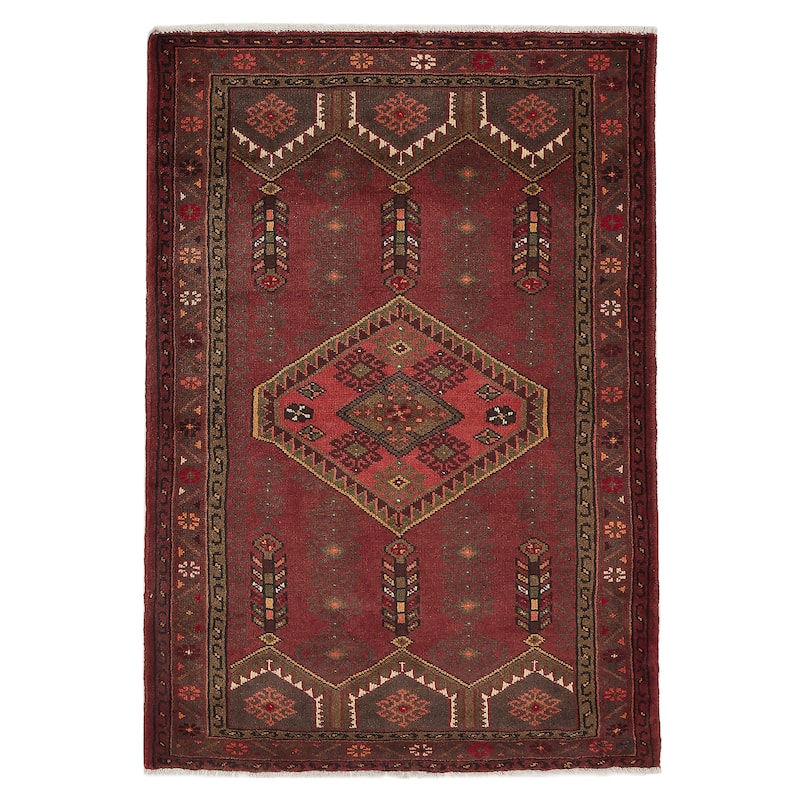 ECARPETGALLERY Hand-knotted Andelz Dark Red Wool Rug - 3'5 x 5'0
