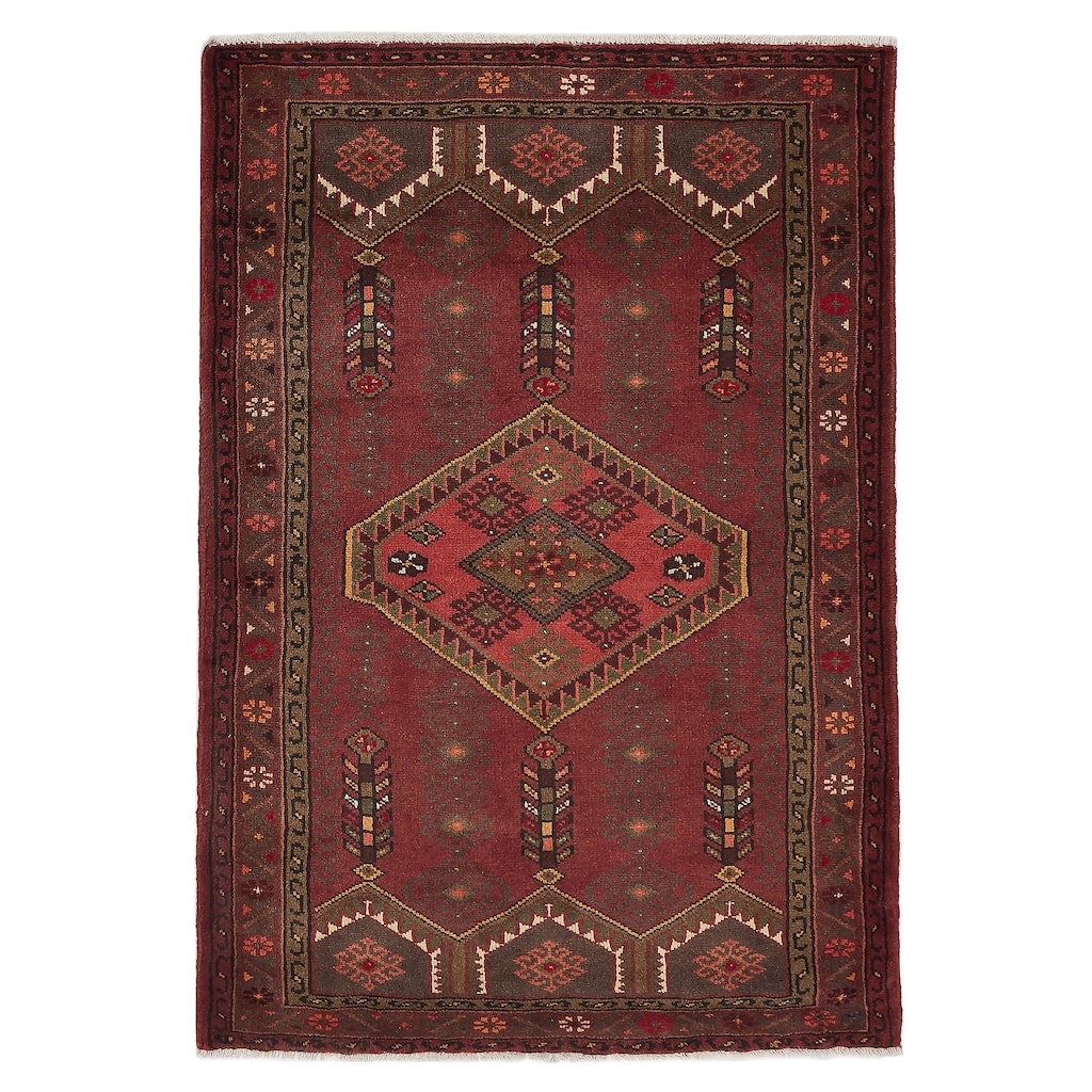 ECARPETGALLERY Hand-knotted Andelz Dark Red Wool Rug - 3'5 x 5'0