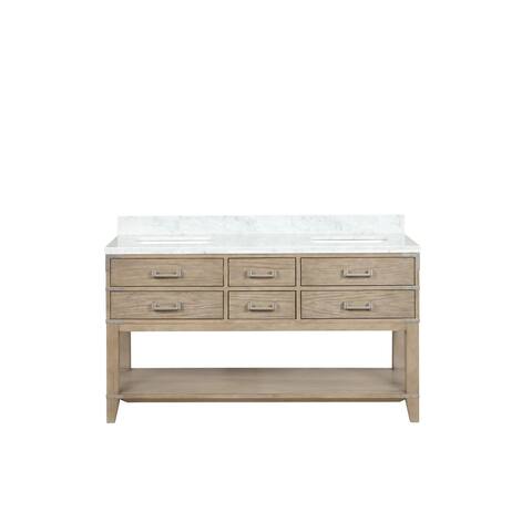 Lexora Norwalk Bath Vanity, Carrara Marble Top, and Mirror