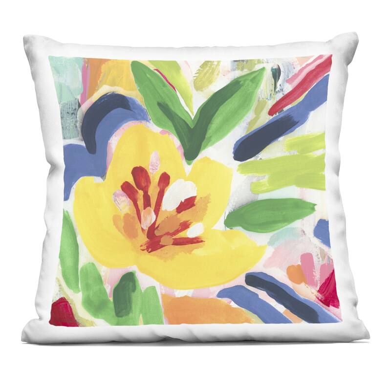 Stupell Vivid Lively Florals Decorative Printed Throw Pillow Design by June Erica Vess - Accent - Polyester - Multi-Color - Single