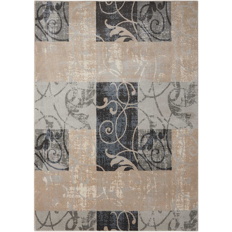 Cibe Power Loomed Floral Non Skid Stain Resistant Area Rug By HomeRoots - 87' X '63' X '0.5