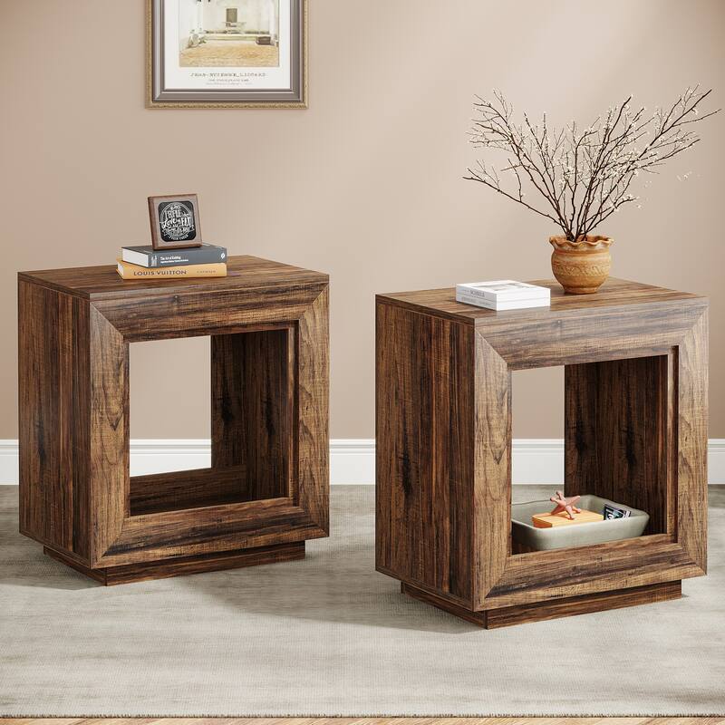 23.62-inch Rectangular Farmhouse Wood Side End Table for Living Room