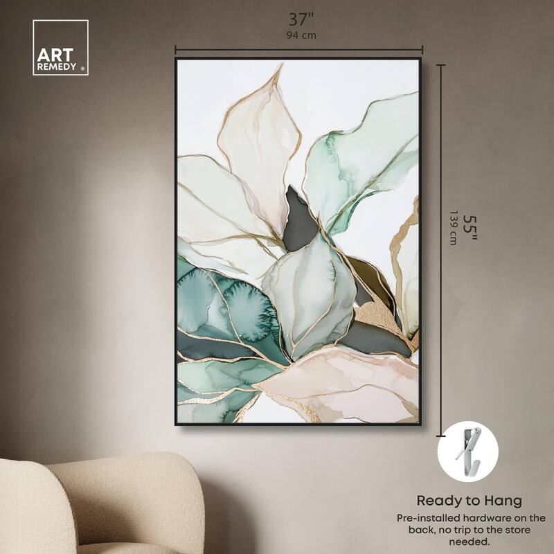 Pastel Leaves with Gold III Canvas by Art Remedy