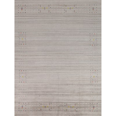 Striped Gabbeh Indian Area Rug Handmade Wool Carpet - 8'0" x 9'8"