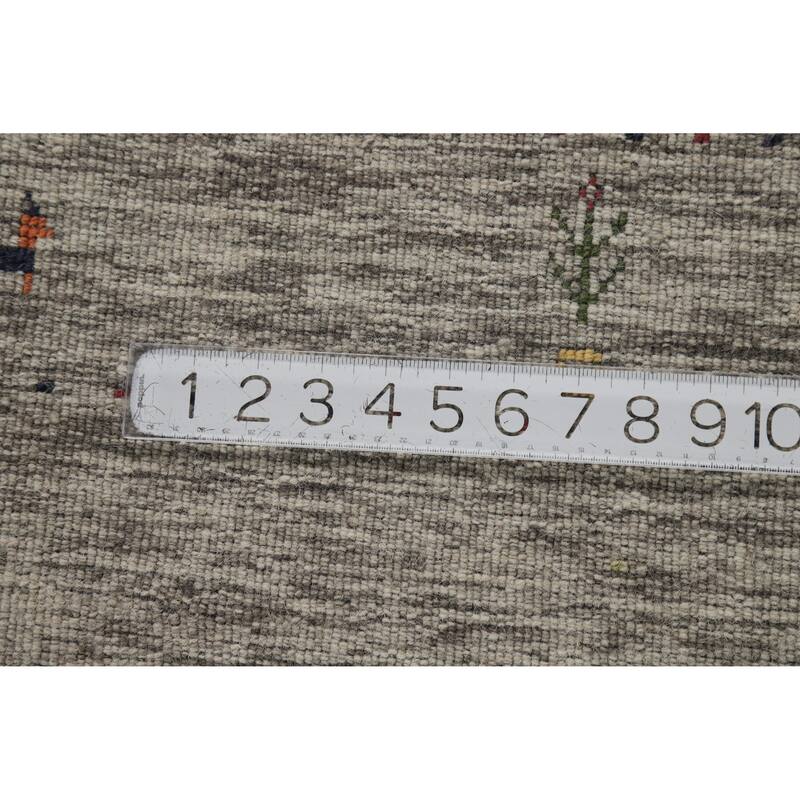 Hand Knotted Oriental 100% Wool Carpet Tribal Animal Pictorial Beige & Ivories Gabbeh Area Rug - 5' 11'' X 4' 1''