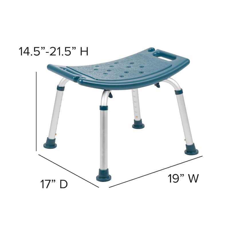 Tool-Free 300 Lb. Capacity, Adjustable Bath & Shower Chair w/Non-slip Feet - 17"D x 19"W x 14.5" - 21.5"H