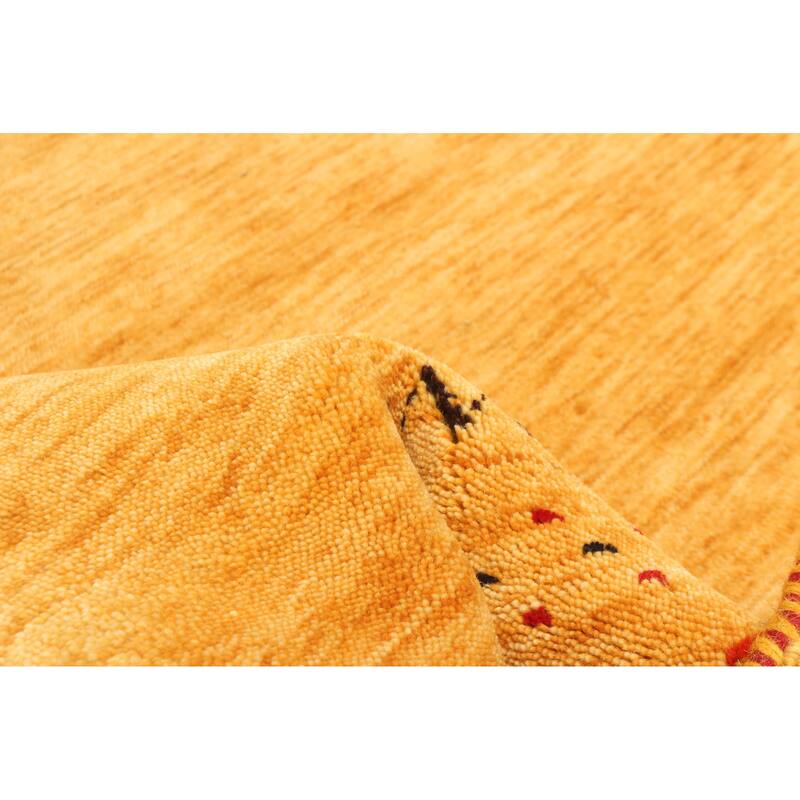 ECARPETGALLERY Hand Loomed Kashkuli Gabbeh Gold Wool Rug - 4'11 x 8'2