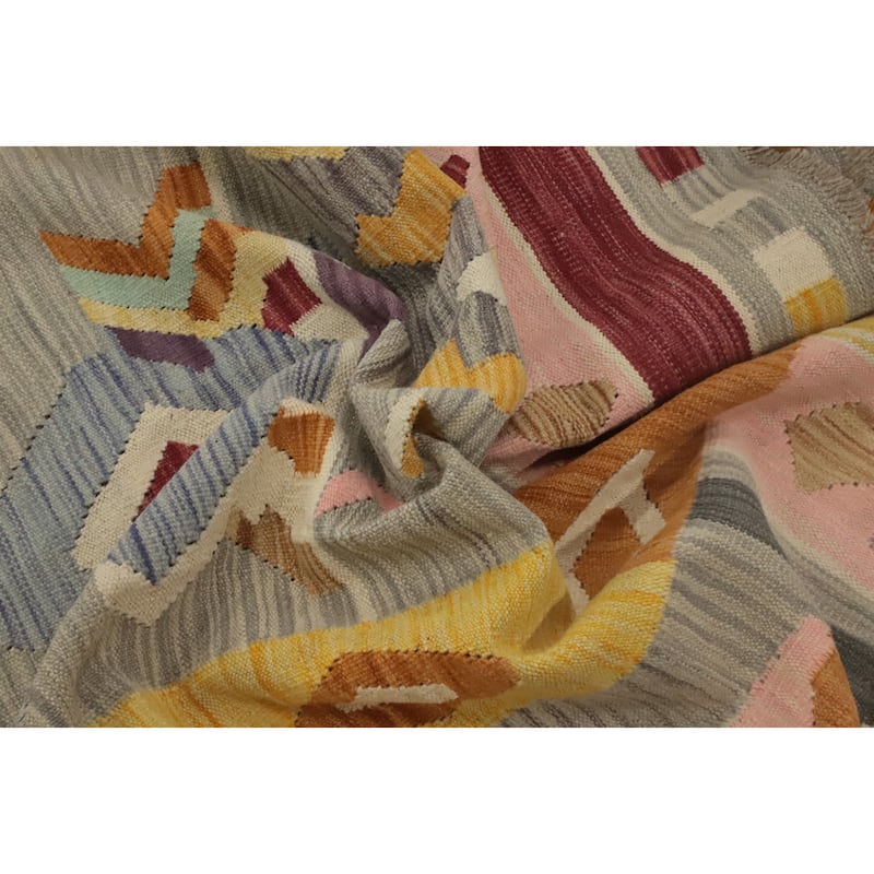 Hand Woven Oriental 100% Wool Carpet Southwestern Tribal Multi-Colored Kilim Area Rug - 8' 4'' X 5' 1''