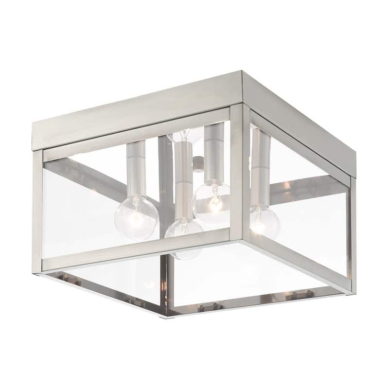 Livex Lighting 4-light Brushed Nickel Outdoor Ceiling Mount, 20589-91 - 10.5" Dia. x 7" H