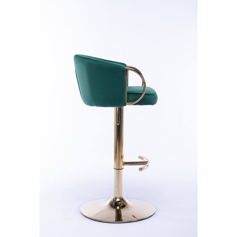 Velvet Swivel Bar Stools Set of 2, Counter Height Dining Chair with Padded Seat, Kitchen Island Stools with Footrest
