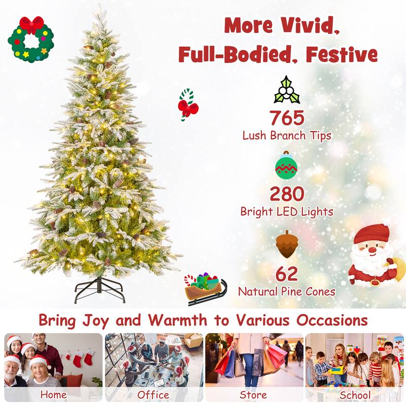 Gymax 6/7.5/9 ft Artificial Christmas Tree w/ 765/1135/1871 Branch - See Details