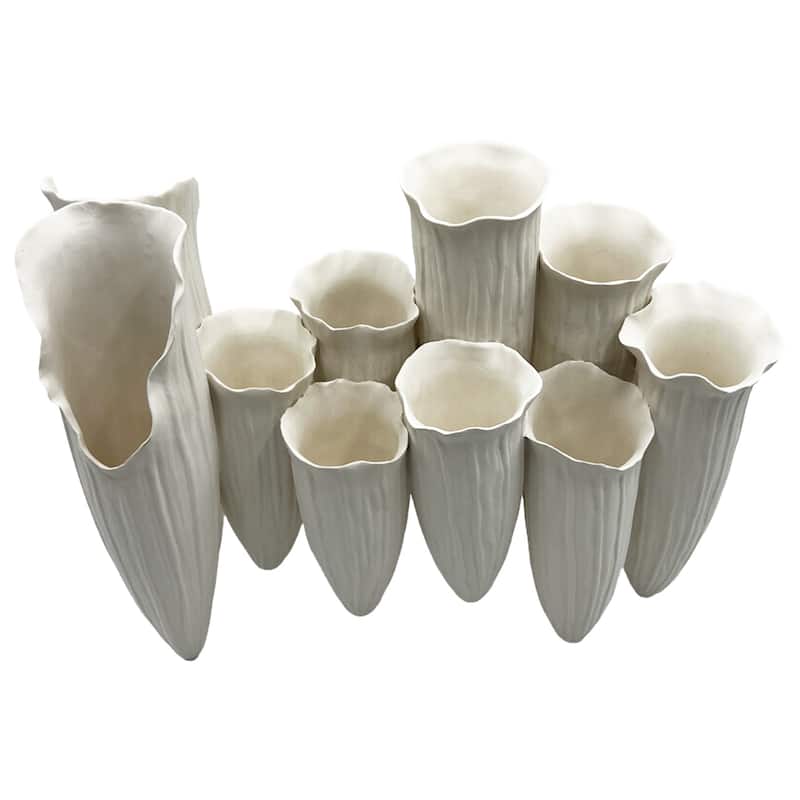 13 Inch Wide Modern White Ceramic Vase