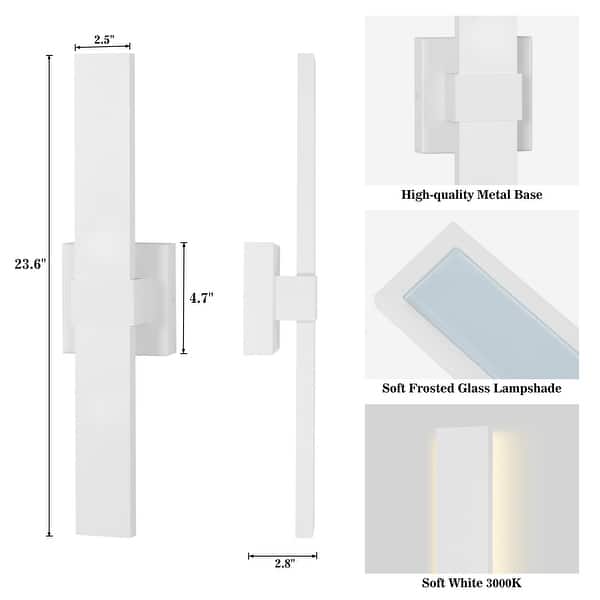 dimension image slide 3 of 13, Aluminum LED Outdoor Wall Sconce Black Exterior Wall Light (1 / 2Pack)