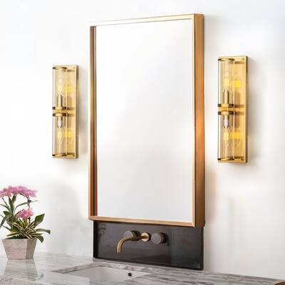 2-Light Contemporary Soft Gold Cylindrical Wall Mount Sconce with Clear Glass Tube - 4.1''
