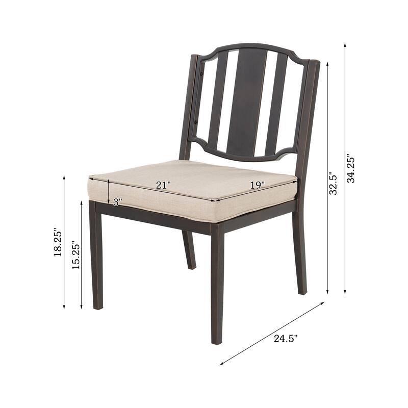 2-Piece Metal Outdoor Dining Chair