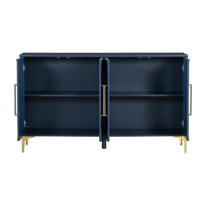 Wood 4-Door Cabinet with Metal Legs