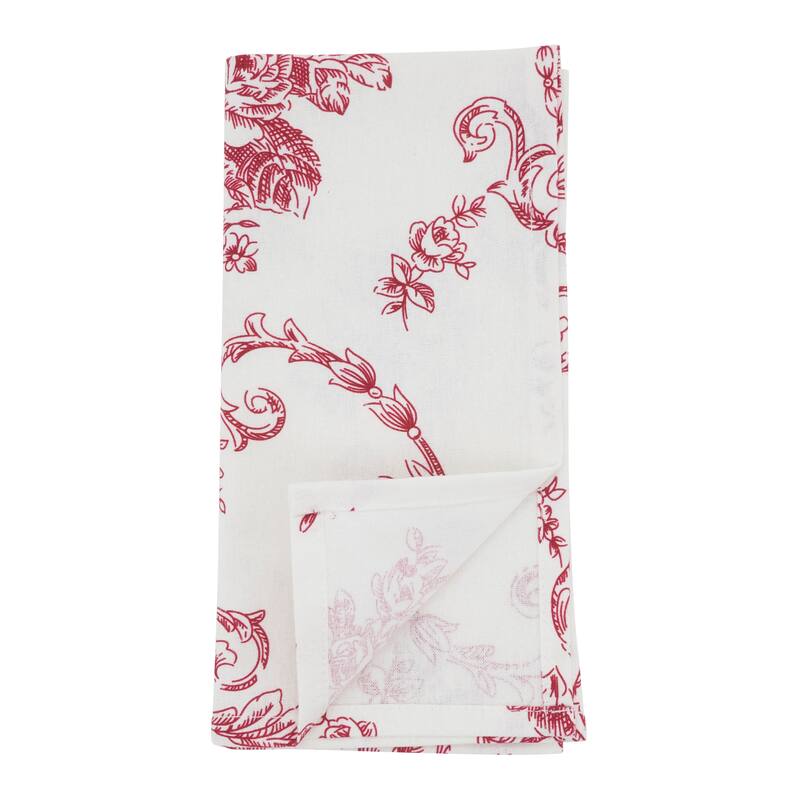 Linen Blend Decorative Napkins (Set of 4) - Botanical Pattern for Dining and Entertaining, 20"x20"