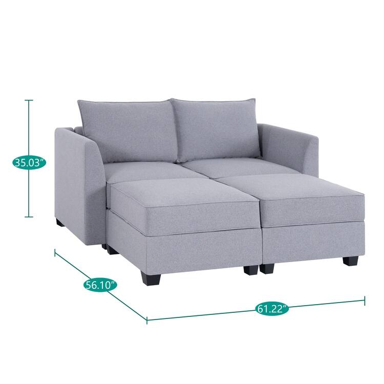 Modern DIY Collection - Convertible Modular Sectional Sofa - Linen Sofa Couch for Living Room Apartment Office