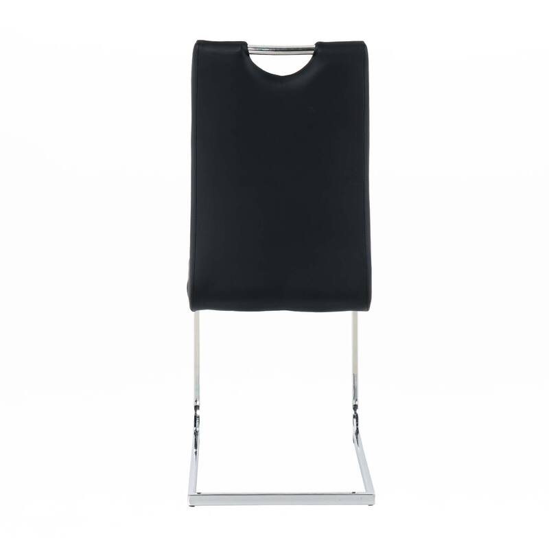 PU Dining Chair Living Room Chair with Silver Leg(Set of 4)