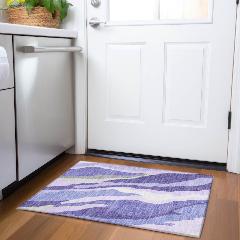 Premium Washable Super Soft Mid Century Modern Mayfield Rug - Purple - 1'8" x 2'6"