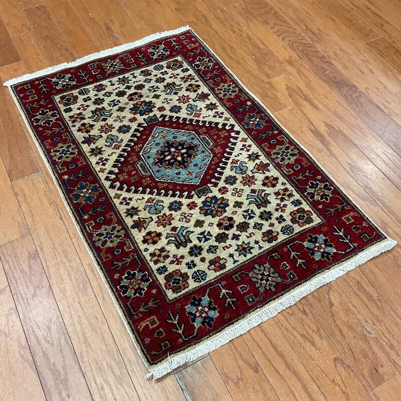 HERAT ORIENTAL Hand-knotted 2' x 3' Indo Karaja Wool Rug - 2' x 3'