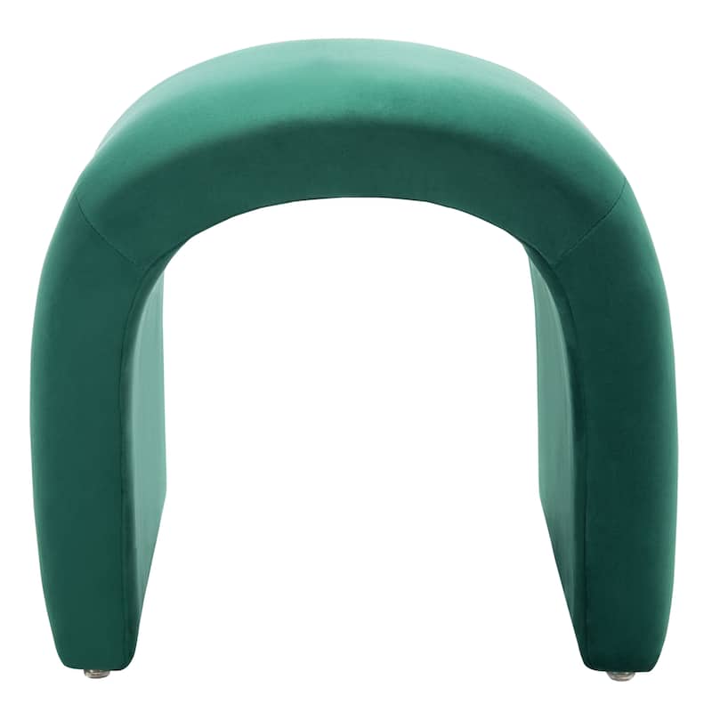 SAFAVIEH Alize Curved Waterfall Velvet Ottoman - Emerald