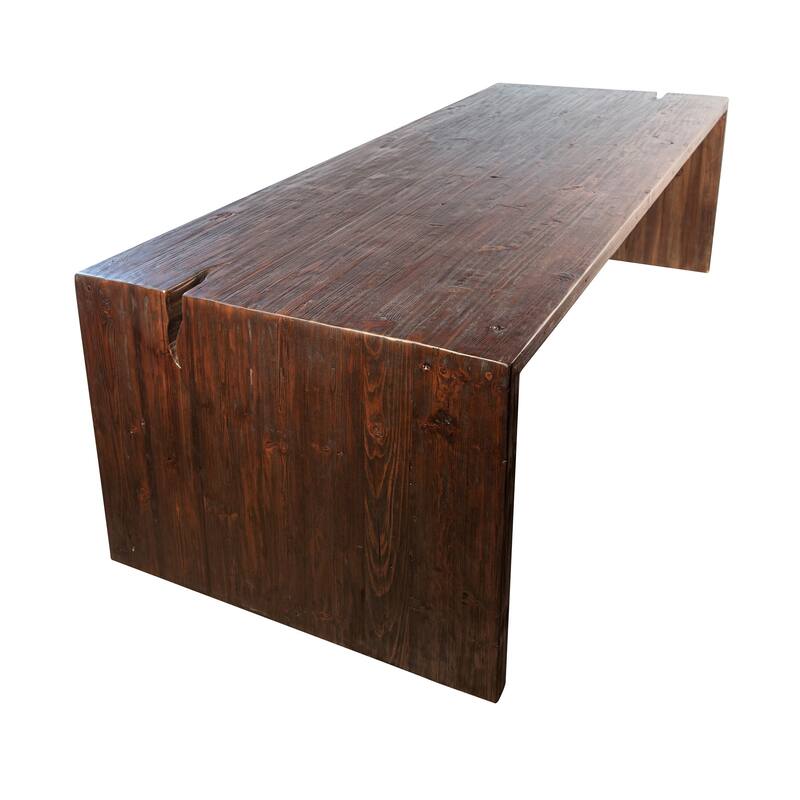 Evie Reclaimed Pine 94-inch Waterfall Style Dining Table with Cutout Detail