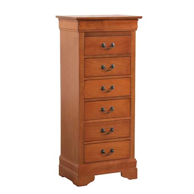 Wooden Bedroom Chest with Seven Drawers - 51" - Brown
