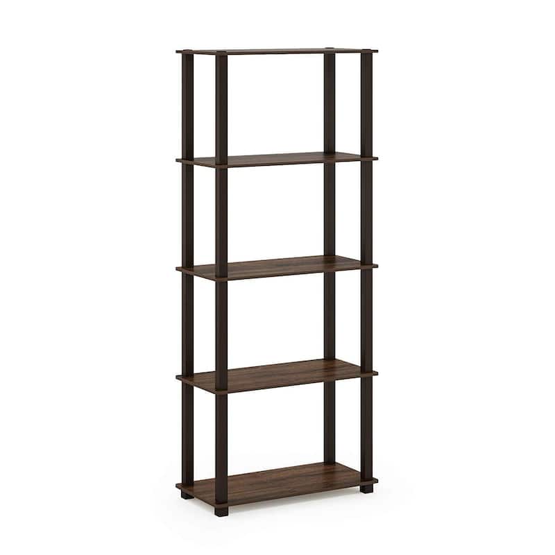 5 Tiers Wood Household Shelving Unit in Walnut/Brown (23.6 in. W x 57.4 in. H x 11.6 in. D) - 23.6