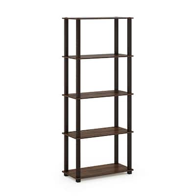 5 Tiers Wood Household Shelving Unit in Walnut/Brown (23.6 in. W x 57.4 in. H x 11.6 in. D) - 23.6