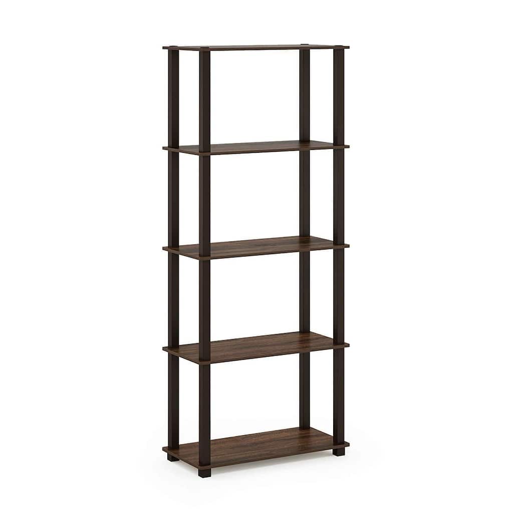 5 Tiers Wood Household Shelving Unit in Walnut/Brown (23.6 in. W x 57.4 in. H x 11.6 in. D) - 23.6