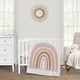 preview thumbnail 1 of 4, Sweet Jojo Designs Boho Rainbow Girl 3pc Mini Crib Bedding Set Blush Dusty Rose Bohemian Modern Neutral Vintage Gold Mauve Beige