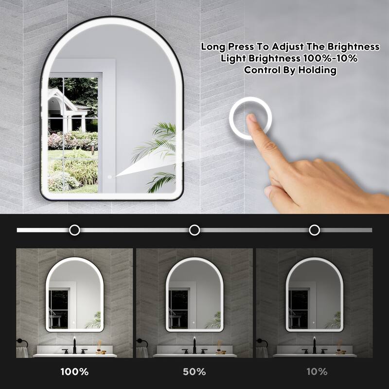 24/28''W X 36''H Wall Mounted Bathroom Framed LED Mirror With Memory Function,Anti-fog,Dimmable