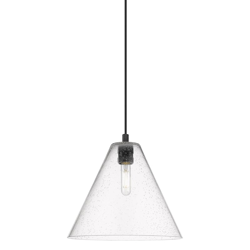 Innovations Lighting 434-1P-11-12 Crown Point Pendant Cone Crown Point - Matte Black / Seedy